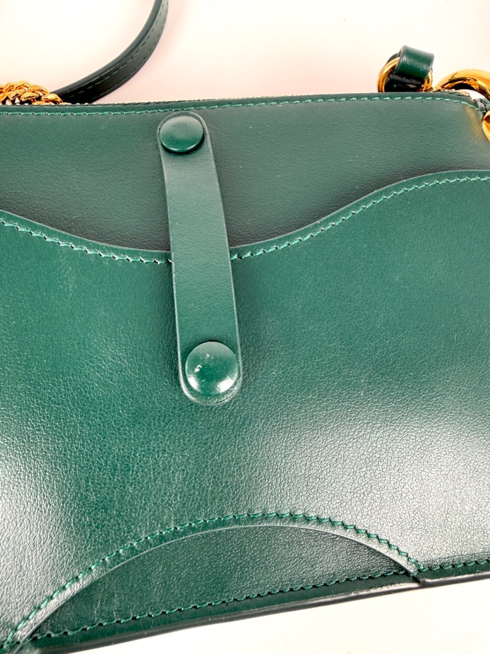 Chloe Tess Chain Green Leather Chain Crossbody Bag - Picture 11 of 16